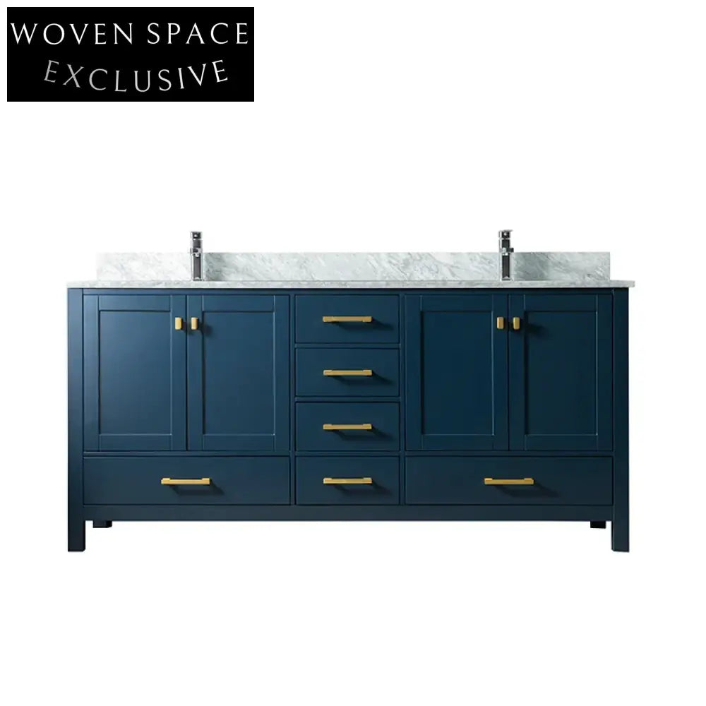 Elegant Double Bathroom Vanity Set with Carrara Marble Top and Integrated Sink