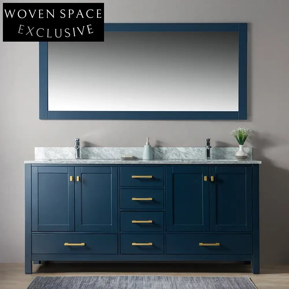 Elegant Double Bathroom Vanity Set with Carrara Marble Top and Integrated Sink