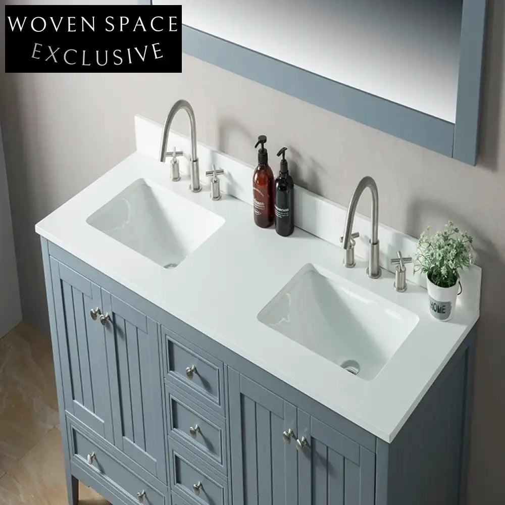 Elegant Double Sink Bathroom Vanity - Solid Wood, Marble Top, Soft-Close Cabinet
