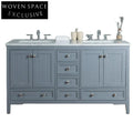 Elegant Double Sink Bathroom Vanity - Solid Wood, Marble Top, Soft-Close Cabinet