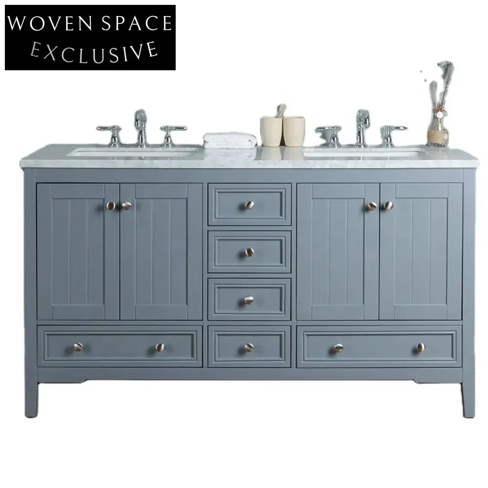 Elegant Double Sink Bathroom Vanity - Solid Wood, Marble Top, Soft-Close Cabinet