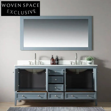 Elegant Double Sink Bathroom Vanity - Solid Wood, Marble Top, Soft-Close Cabinet