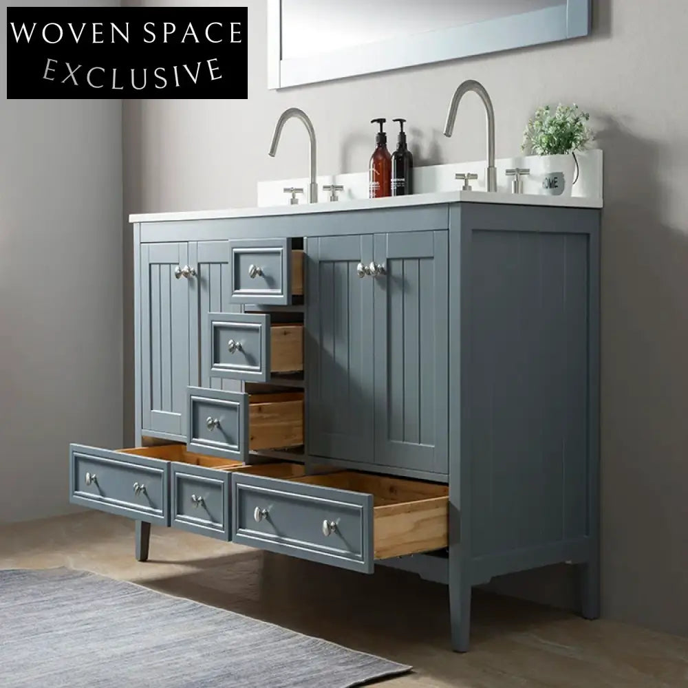 Elegant Double Sink Bathroom Vanity - Solid Wood, Marble Top, Soft-Close Cabinet