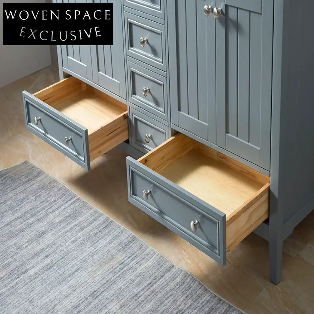 Elegant Double Sink Bathroom Vanity - Solid Wood, Marble Top, Soft-Close Cabinet