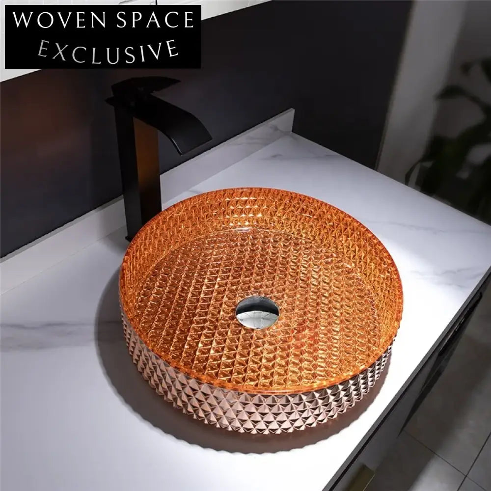 Elegant Electroplated Glass Above Counter Round Bathroom Vessel Sink