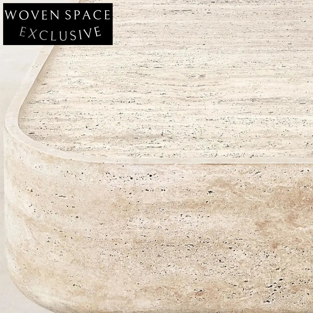 Elegant Ellipse Natural Travertine Marble Coffee Table Modern Living Room Centerpiece