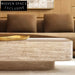 Elegant Ellipse Natural Travertine Marble Coffee Table Modern Living Room Centerpiece