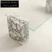 Elegant European Rectangle Natural Marble Glass Top Living Room Coffee Table