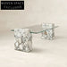 Elegant European Rectangle Natural Marble Glass Top Living Room Coffee Table