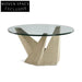 Luxury Contemporary European Round Glass Top Coffee Table with Durable Wood Base
