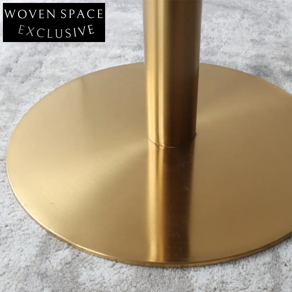 Elegant European Round Marble Top Dining Table with Stainless Steel Base