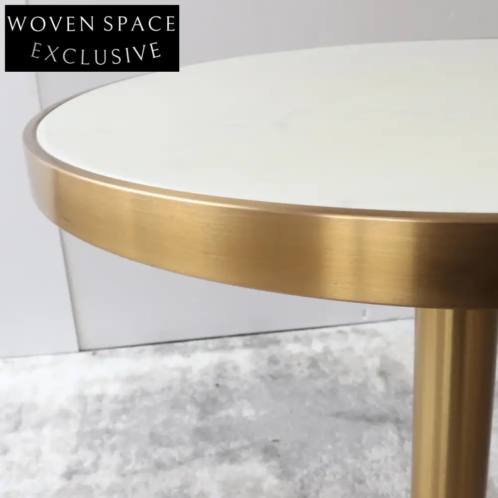 Elegant European Round Marble Top Dining Table with Stainless Steel Base