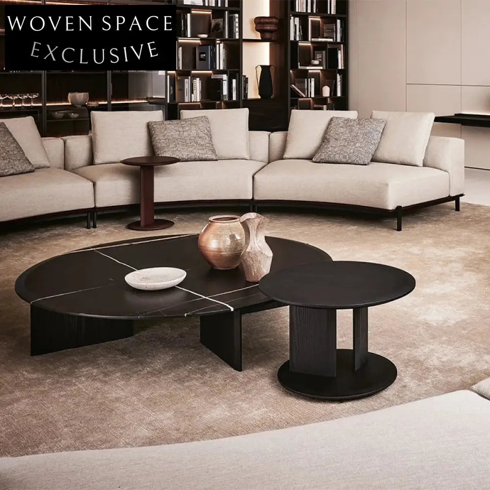 Elegant European Solid Wood Round Living Room Accent Coffee Table