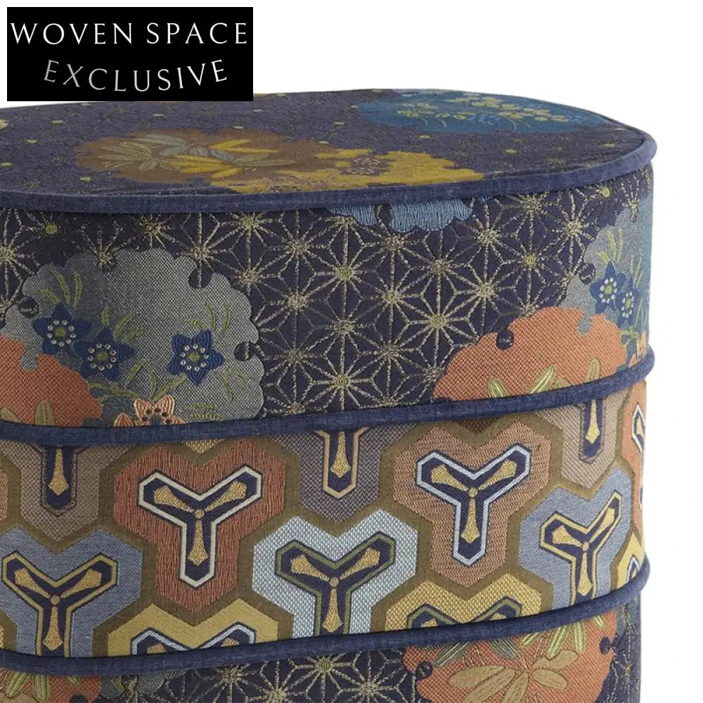 Elegant European Style Fabric Round Ottoman Bench Chair for Living Room