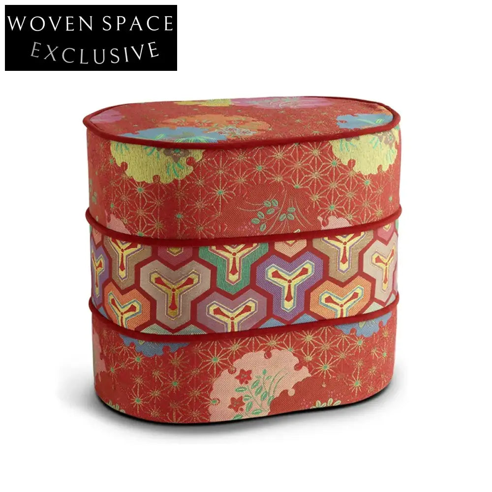 Elegant European Style Fabric Round Ottoman Bench Chair for Living Room
