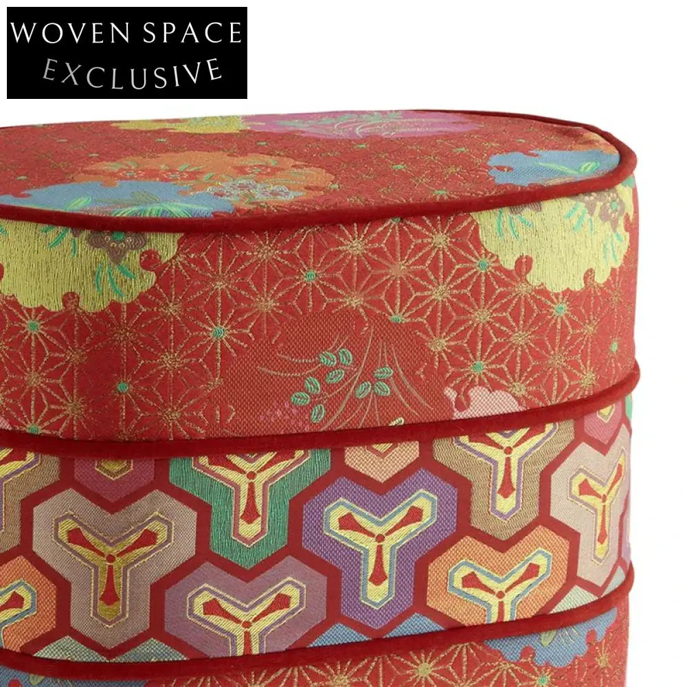 Elegant European Style Fabric Round Ottoman Bench Chair for Living Room