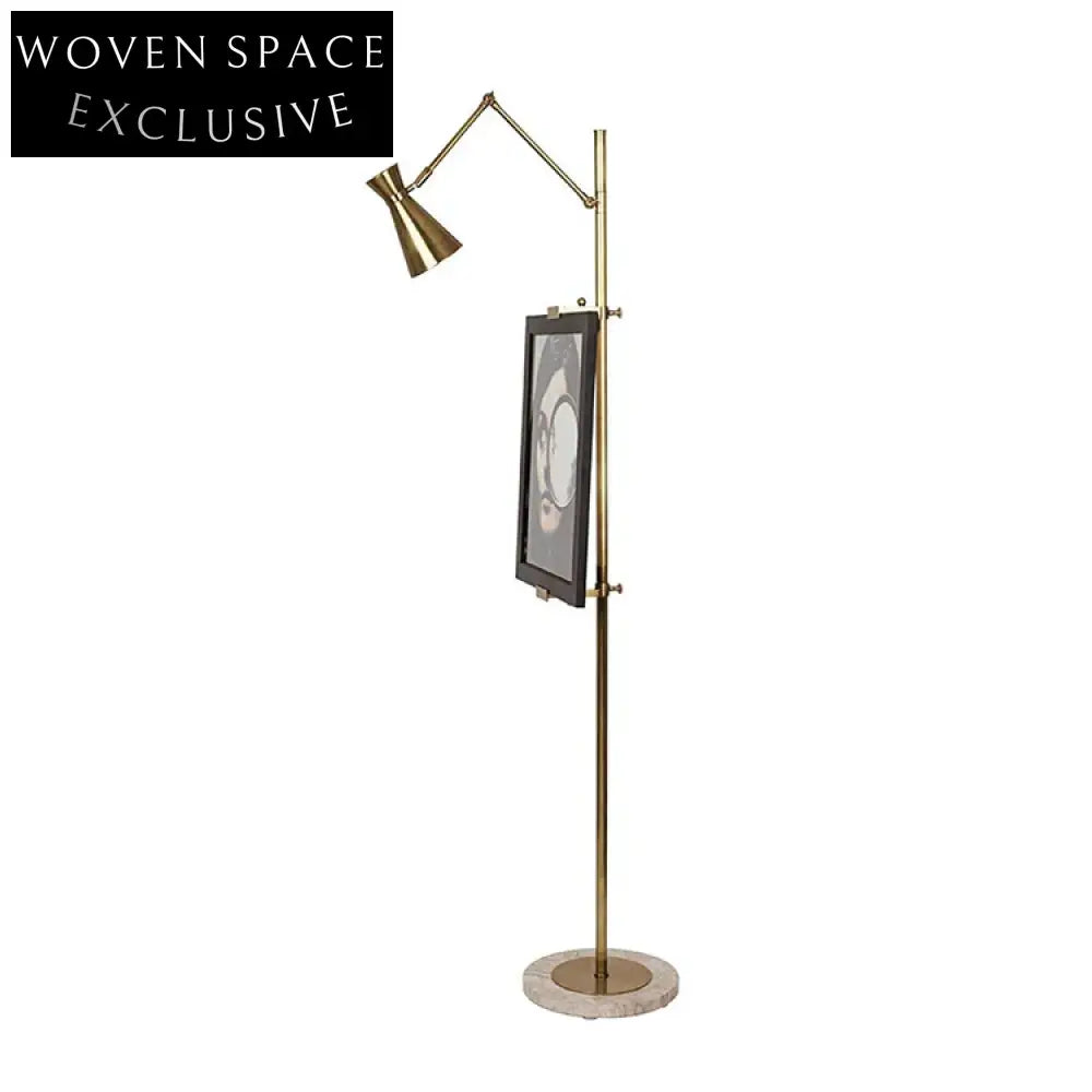 Elegant European Style Iron Marble Base Gold Living Room Floor Lamp