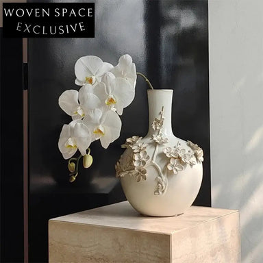 Elegant European Vintage Art Flower Embossed Ceramic Vase Home Decor