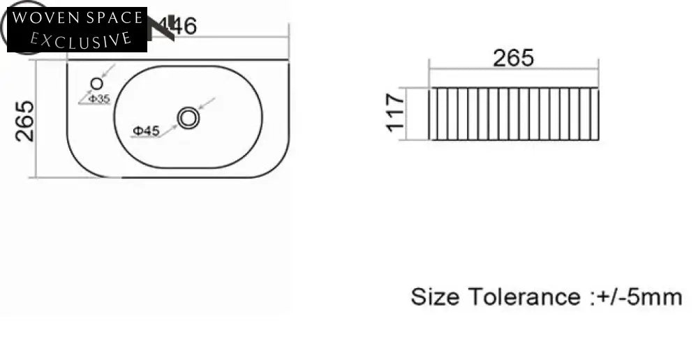 Elegant European Wall-Hung Ceramic Bathroom Sink – Fluted Groove Design, Modern Style