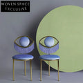 Elegant Eye Shape Metal Dining Chair, Velvet Upholstered, Modern Stainless Steel Frame