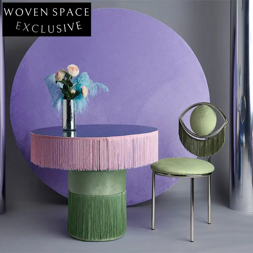 Elegant Eye Shape Metal Dining Chair, Velvet Upholstered, Modern Stainless Steel Frame