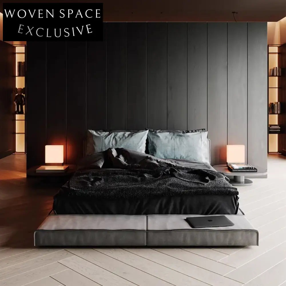 Elegant Fabric Upholstered King Size Platform Bed with Solid Wood Frame