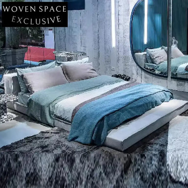 Elegant Fabric Upholstered King Size Platform Bed with Solid Wood Frame