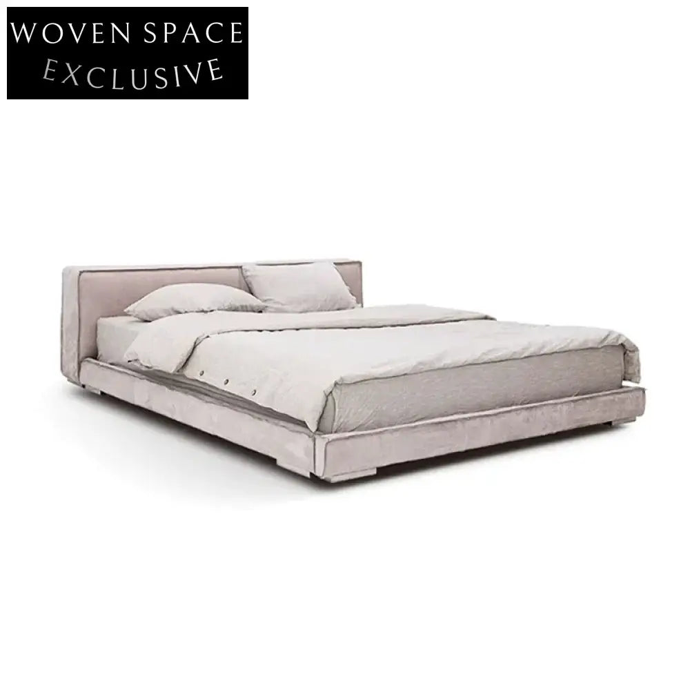 Elegant Fabric Upholstered King Size Platform Bed with Solid Wood Frame