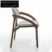 Elegant Fabric Upholstered Solid Wood Frame Round Seat Dining Chair