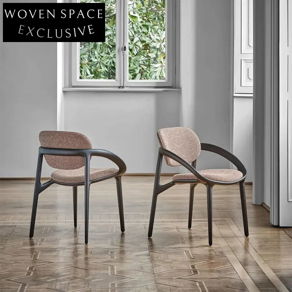 Elegant Fabric Upholstered Solid Wood Frame Round Seat Dining Chair