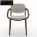 Elegant Fabric Upholstered Solid Wood Frame Round Seat Dining Chair