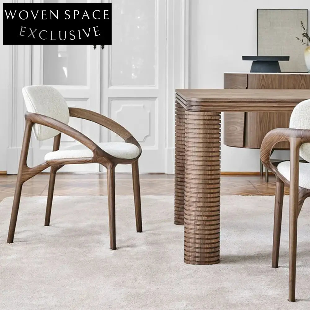 Elegant Fabric Upholstered Solid Wood Frame Round Seat Dining Chair