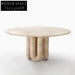 Elegant Floating Natural Travertine 6-Seater Modern Restaurant Dining Table