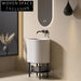 Elegant Fluted Artificial Stone Freestanding Bathroom Pedestal Sink with Holder