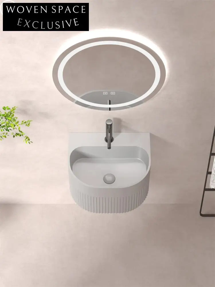 Elegant Fluted Artificial Stone Wall-Mounted Bathroom Sink Basin