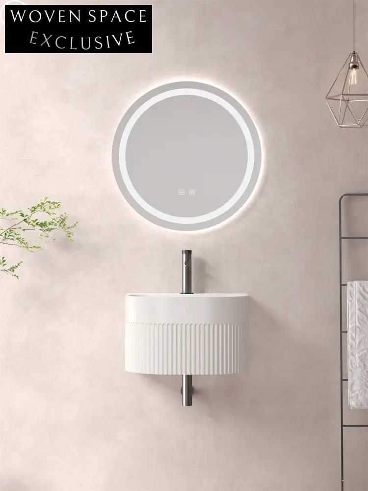 Elegant Fluted Artificial Stone Wall-Mounted Bathroom Sink Basin