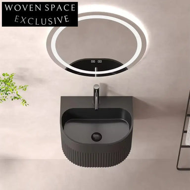 Elegant Fluted Artificial Stone Wall-Mounted Bathroom Sink Basin