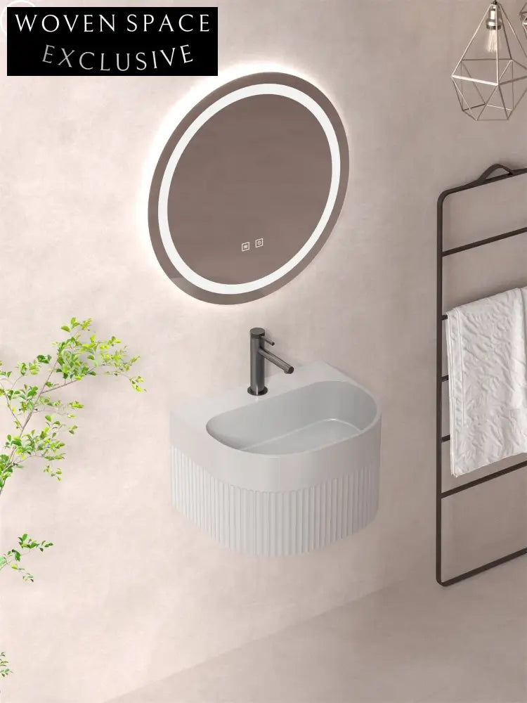 Elegant Fluted Artificial Stone Wall-Mounted Bathroom Sink Basin