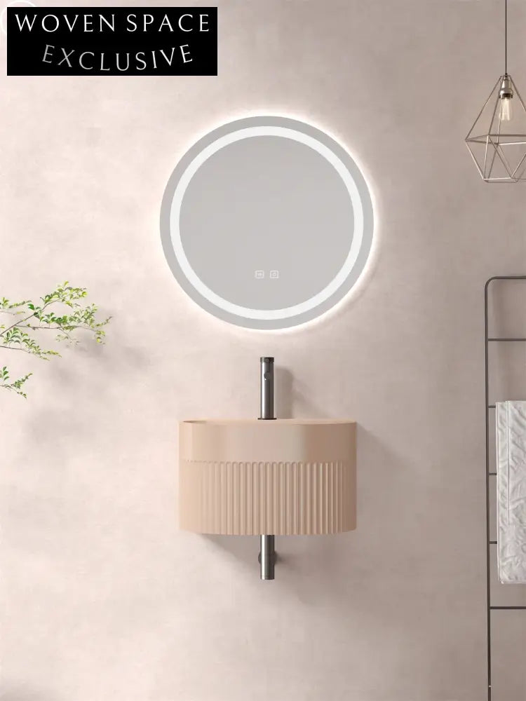 Elegant Fluted Artificial Stone Wall-Mounted Bathroom Sink Basin
