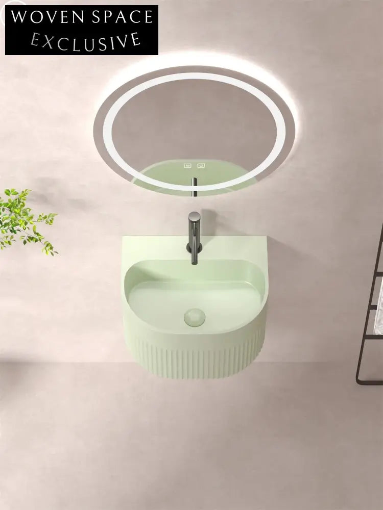 Elegant Fluted Artificial Stone Wall-Mounted Bathroom Sink Basin