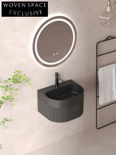 Elegant Fluted Artificial Stone Wall Mounted Space-Saving Bathroom Wash Basin
