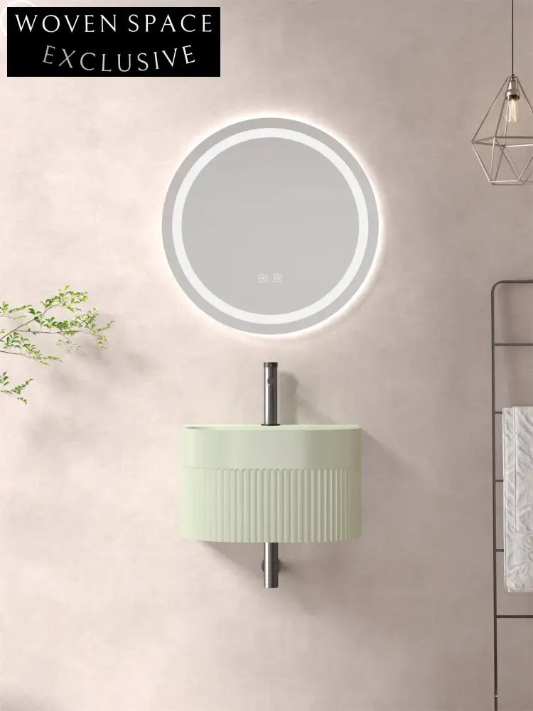 Elegant Fluted Artificial Stone Wall Mounted Space-Saving Bathroom Wash Basin