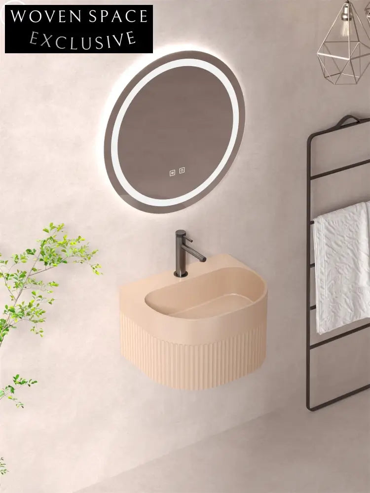 Elegant Fluted Artificial Stone Wall Mounted Space-Saving Bathroom Wash Basin