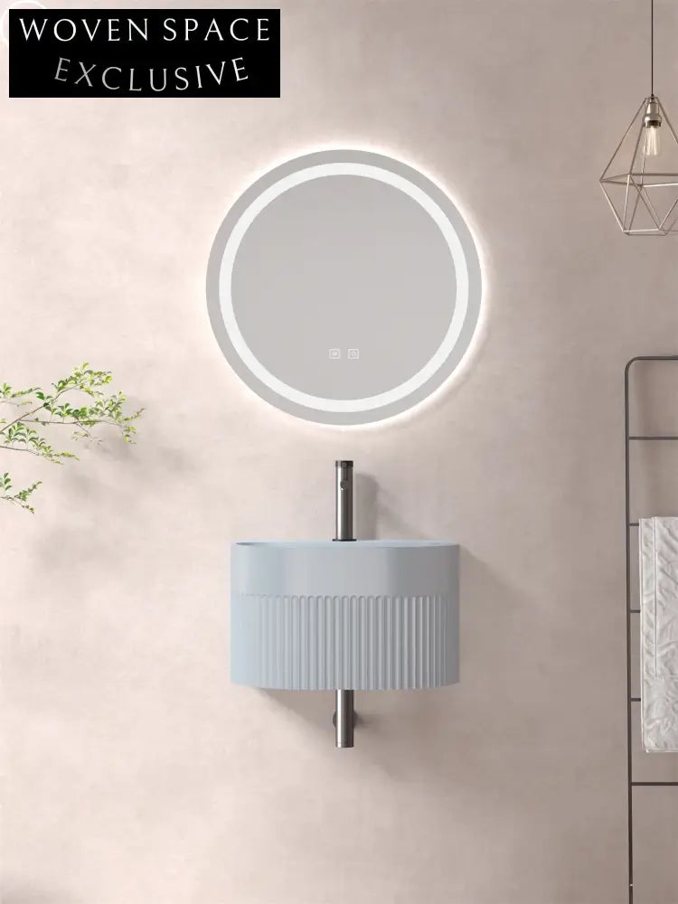 Elegant Fluted Artificial Stone Wall Mounted Space-Saving Bathroom Wash Basin