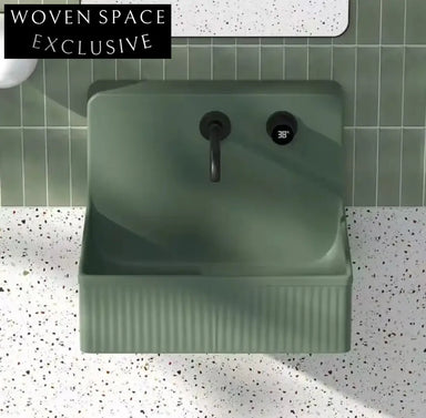 Elegant Fluted Wall-Mounted Artificial Stone Bathroom Hand Basin Sink