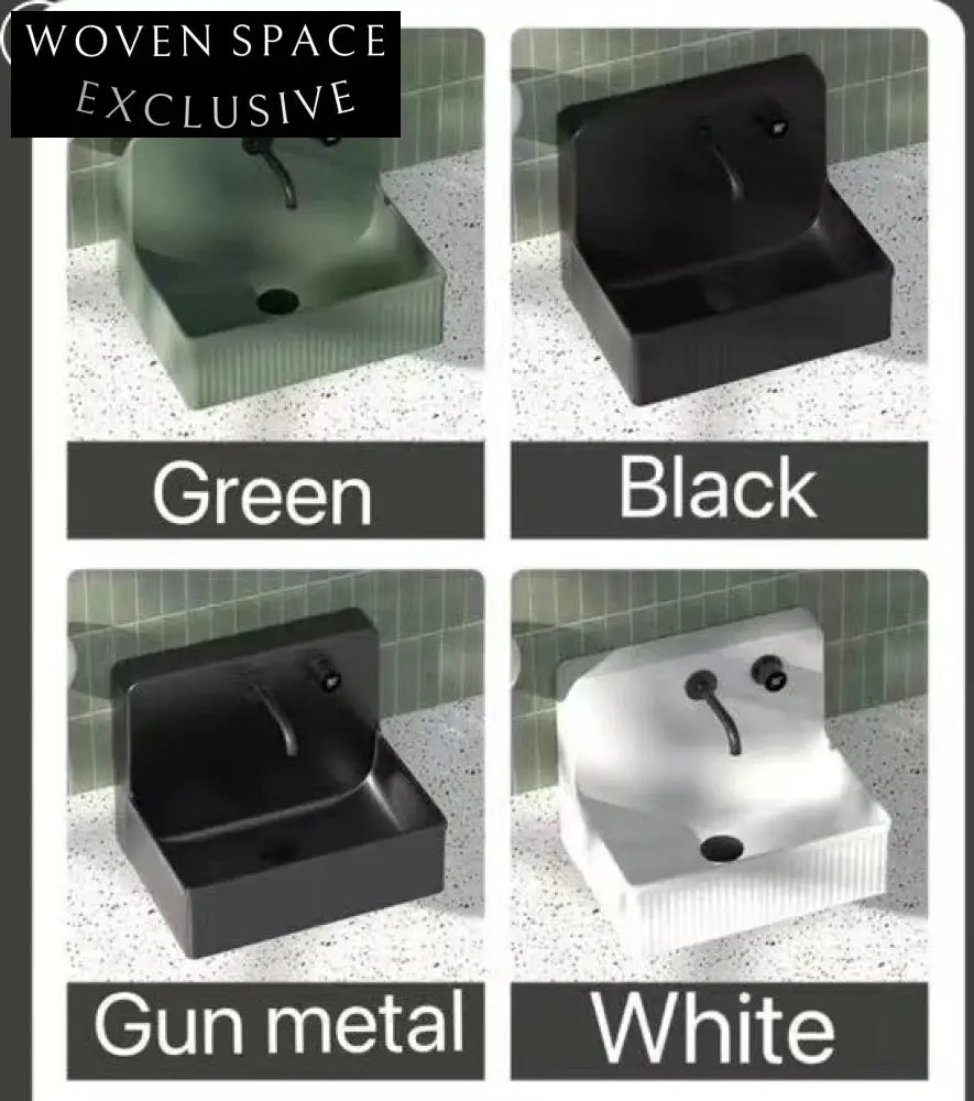 Elegant Fluted Wall-Mounted Artificial Stone Bathroom Hand Basin Sink