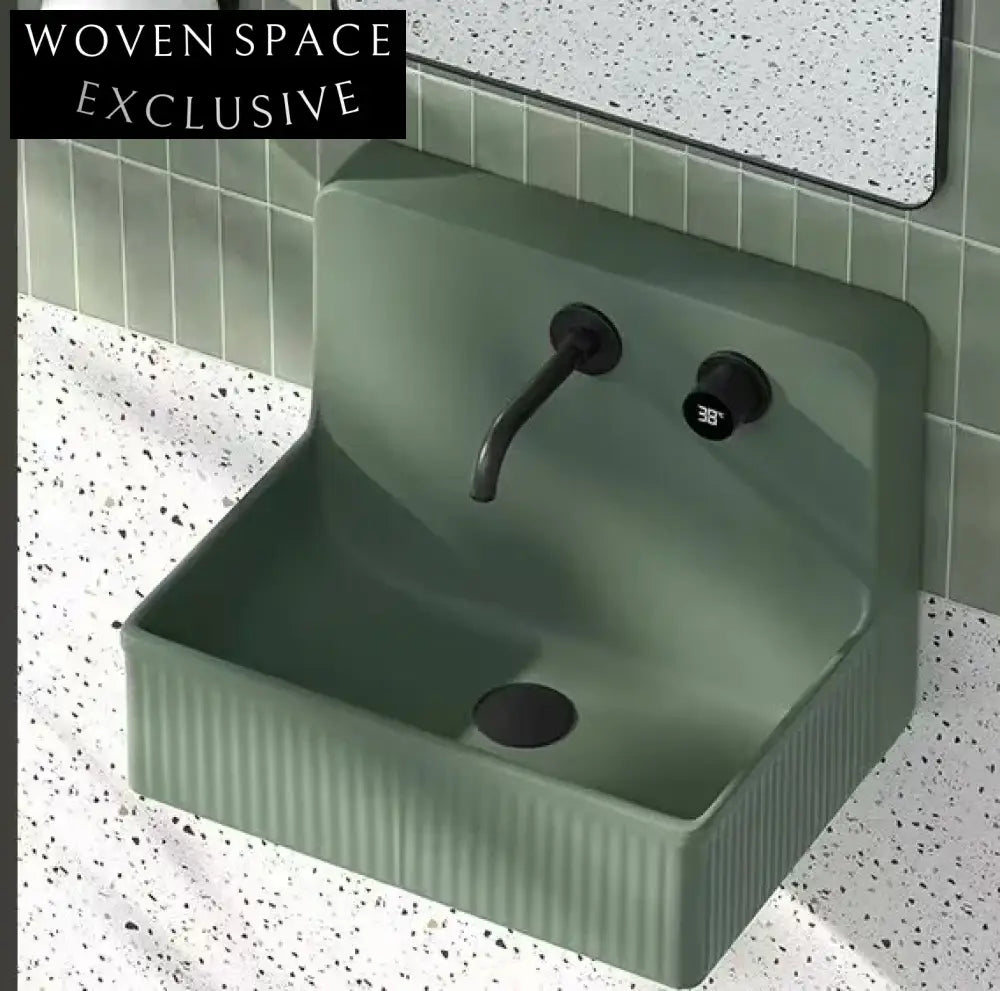 Elegant Fluted Wall-Mounted Artificial Stone Bathroom Hand Basin Sink