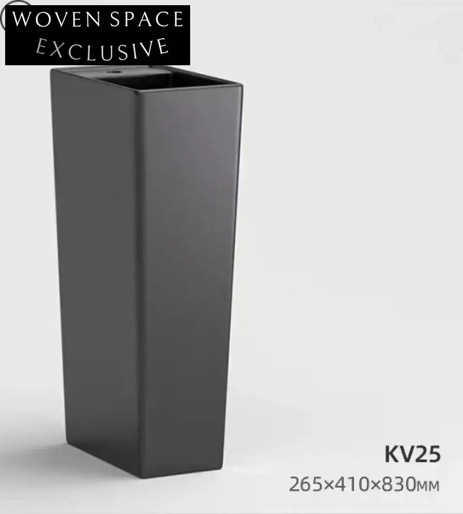 Elegant Freestanding Ceramic Pedestal Bathroom Sink, Matte Gunmetal Finish Wash Basin