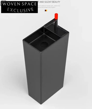 Elegant Freestanding Ceramic Pedestal Bathroom Sink, Matte Gunmetal Finish Wash Basin