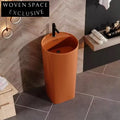 Elegant Freestanding Ceramic Pedestal Bathroom White Glazed Hand Wash Basin